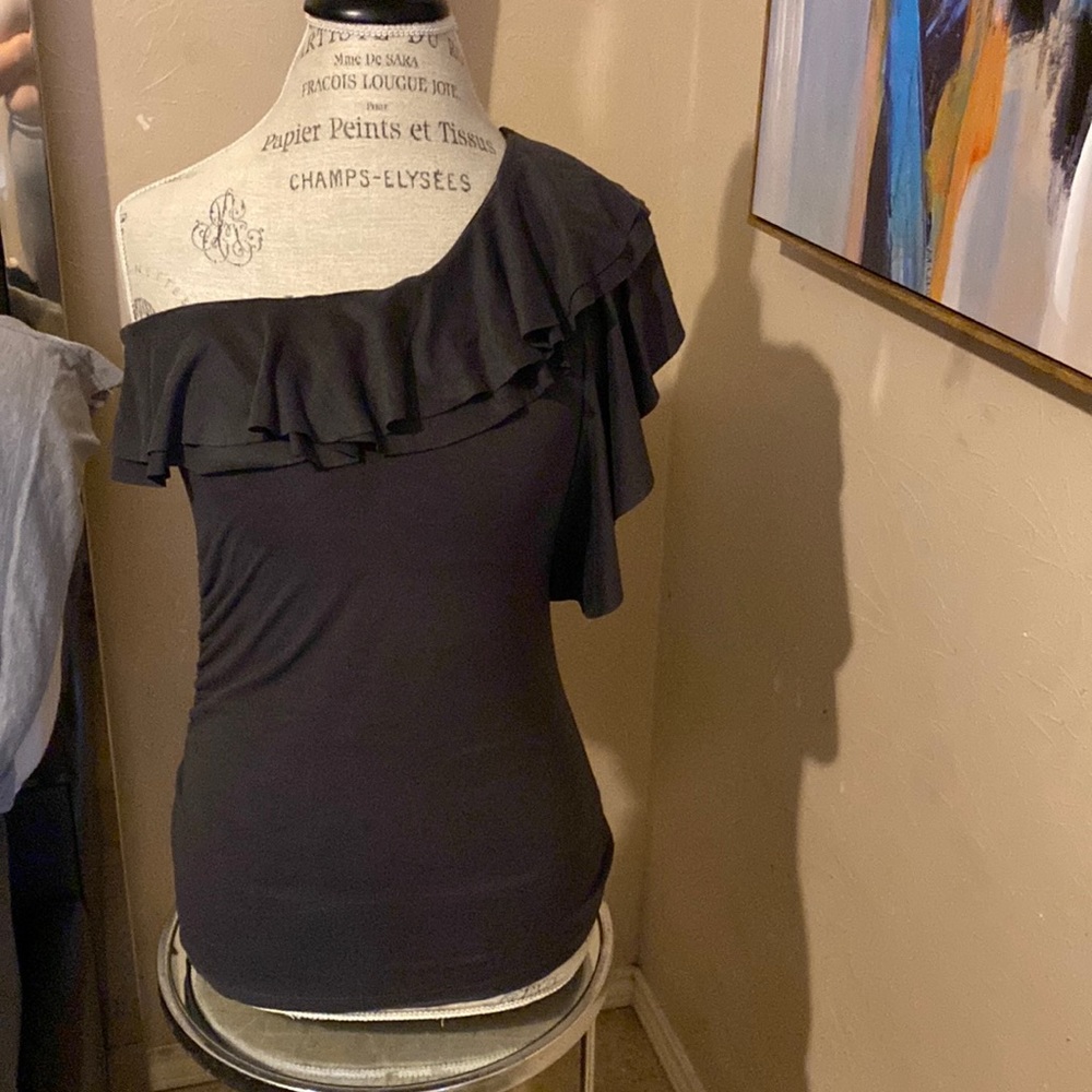 Suede one sleeve blouse